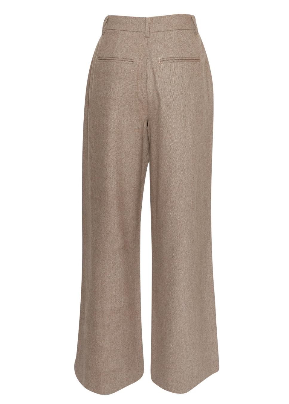 Beige gemêleerde wolmix pantalon Jennabella MSCH Copenhagen achterkant productfoto