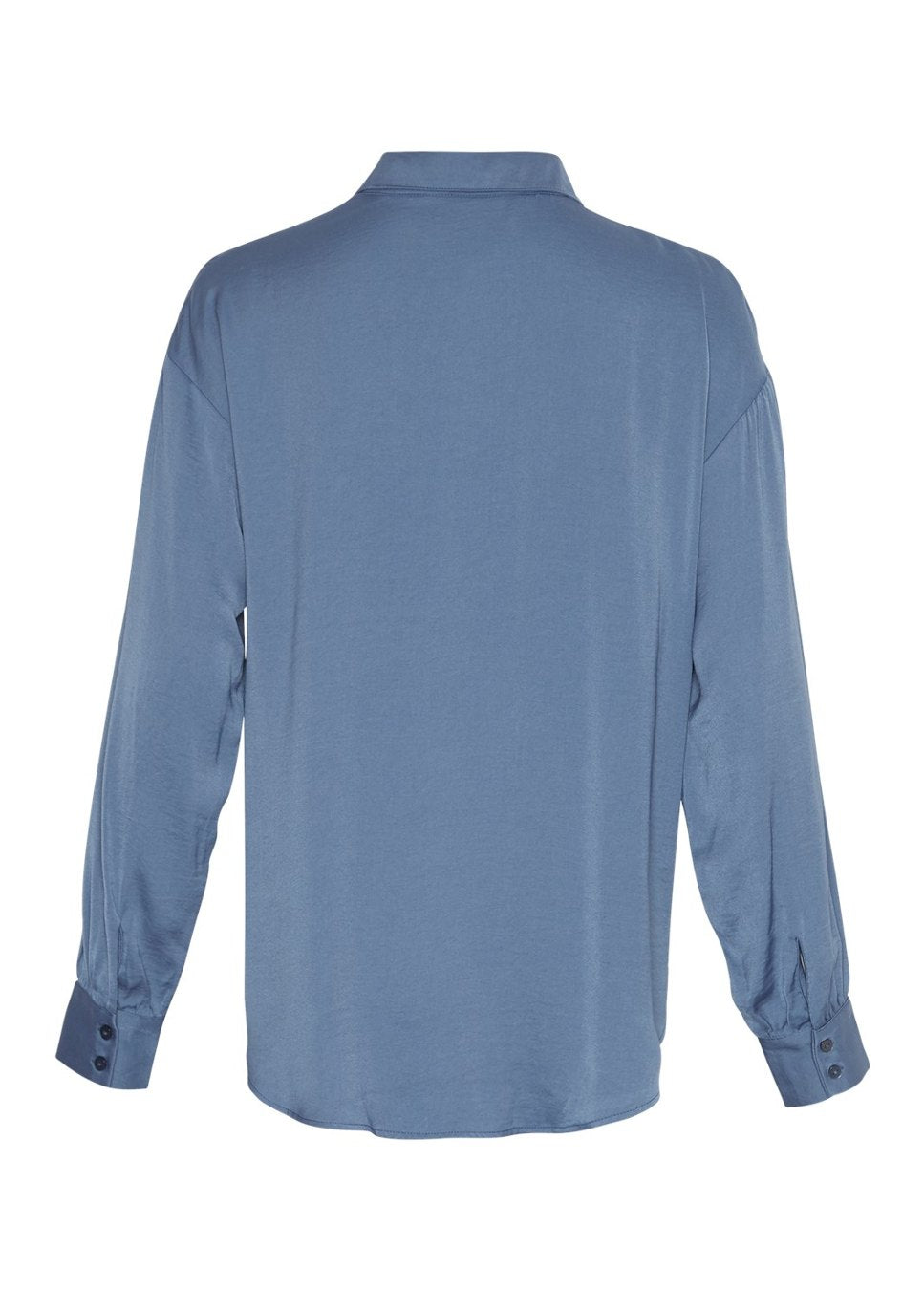 productfoto blauwe satijnlook msch copenhagen dames blouse achterkant