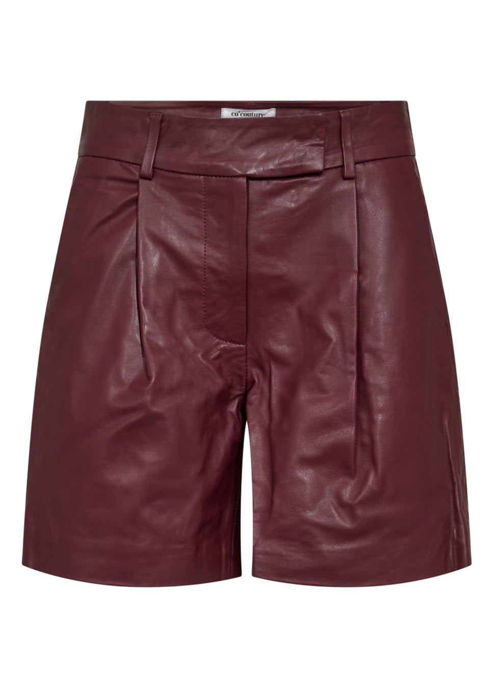 Co Couture PhoebeCC short leather, leer, pleat geplooide, kleur burgundy rood product foto voorkant