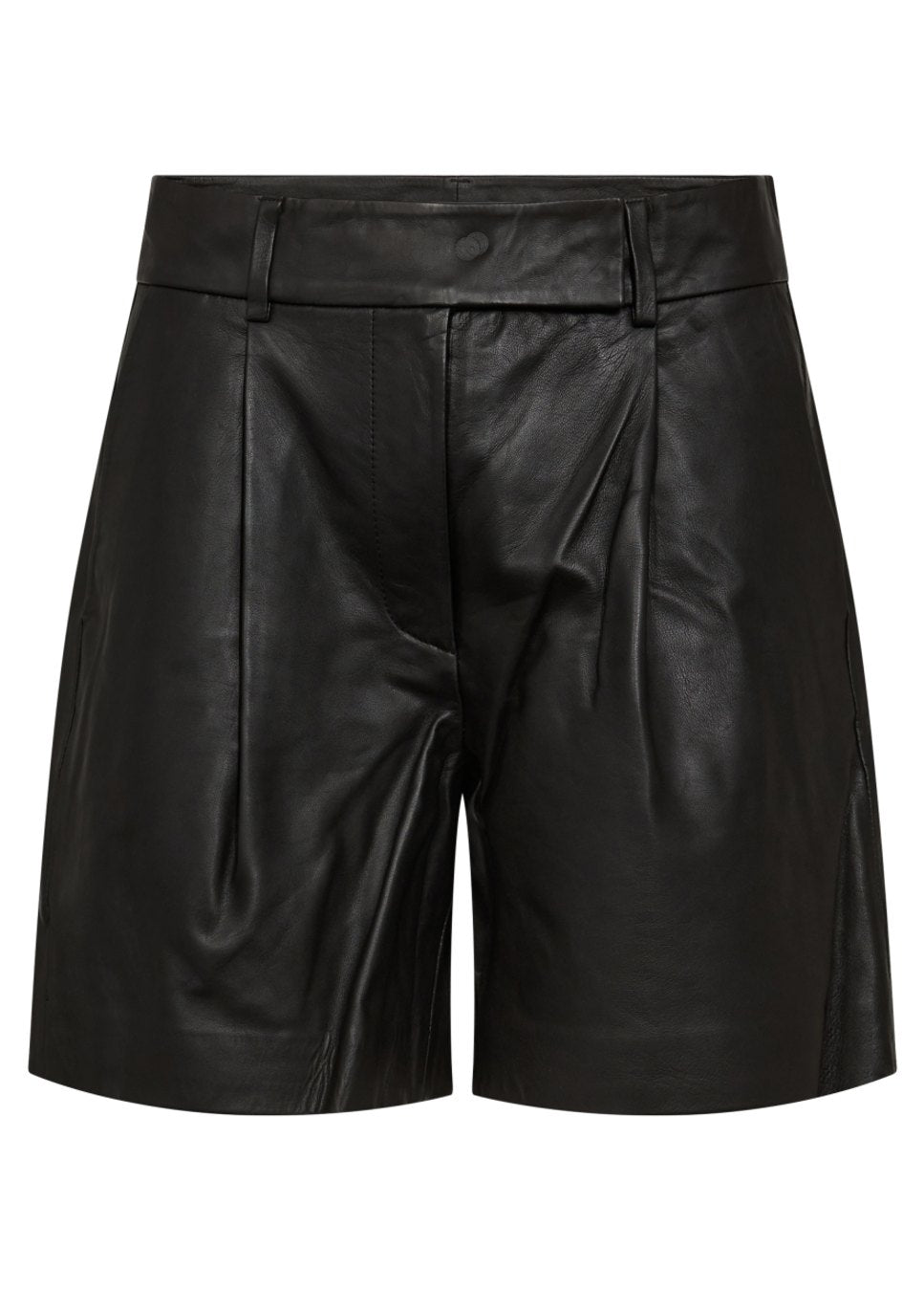 productfoto Co Couture PhoebeCC short leather, leer, geplooid, pleat, zwart voorkant