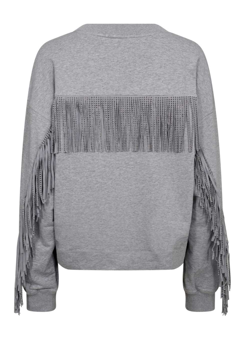 productfoto Co Couture StudCC sweat, met fringe sweater , grijs, achterkant