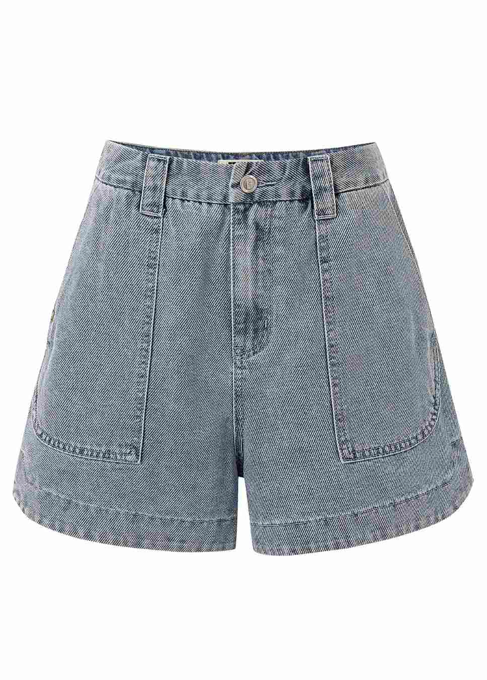 product foto van de FRNCH pascalie short, denim korte broek relaxte fit blauw van kleur