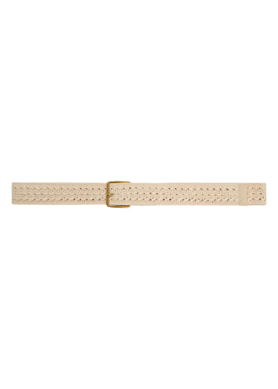 Grace & Mila Pastille riem beige met gouden gesp geweven