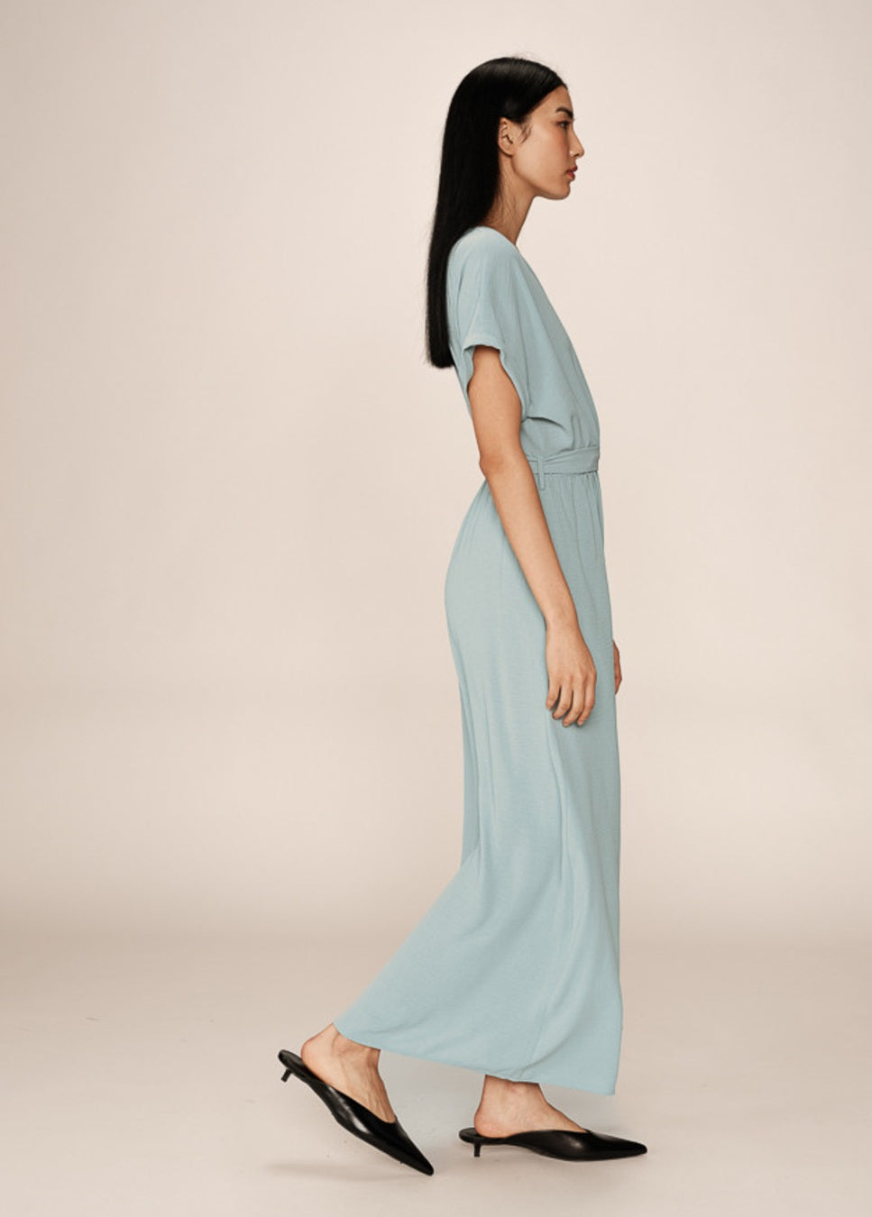 Grace & Mila Papillon maxi-jurk met strikceintuur Blauw