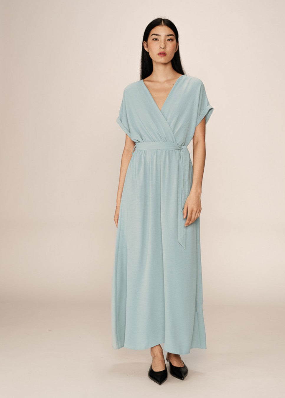 Grace & Mila Papillon maxi-jurk met strikceintuur Blauw