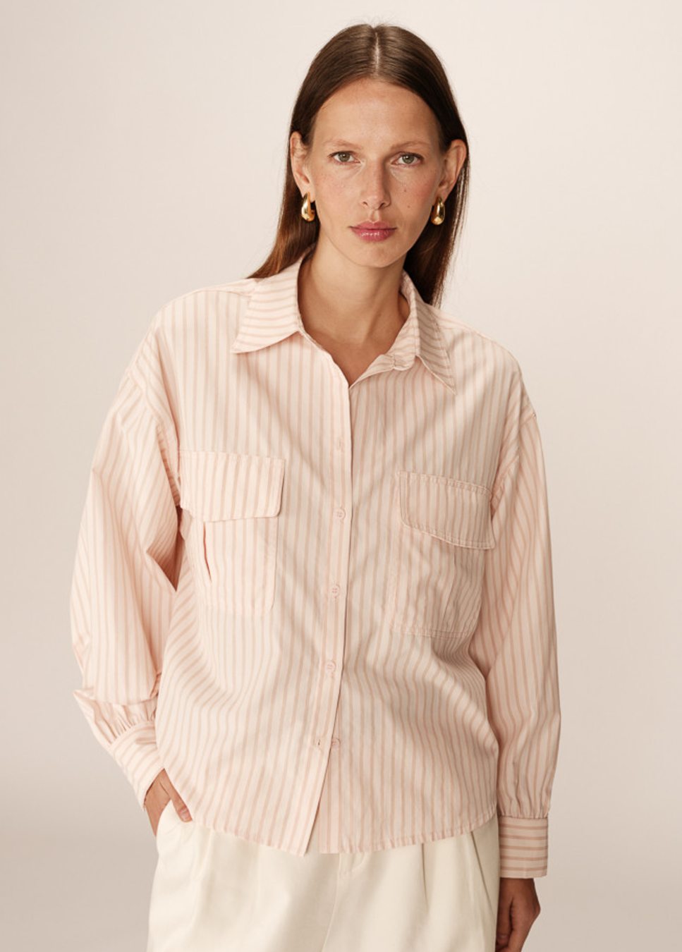 grace en mila phoebe blouse, shirt gestreept met lange mouwen in het roze