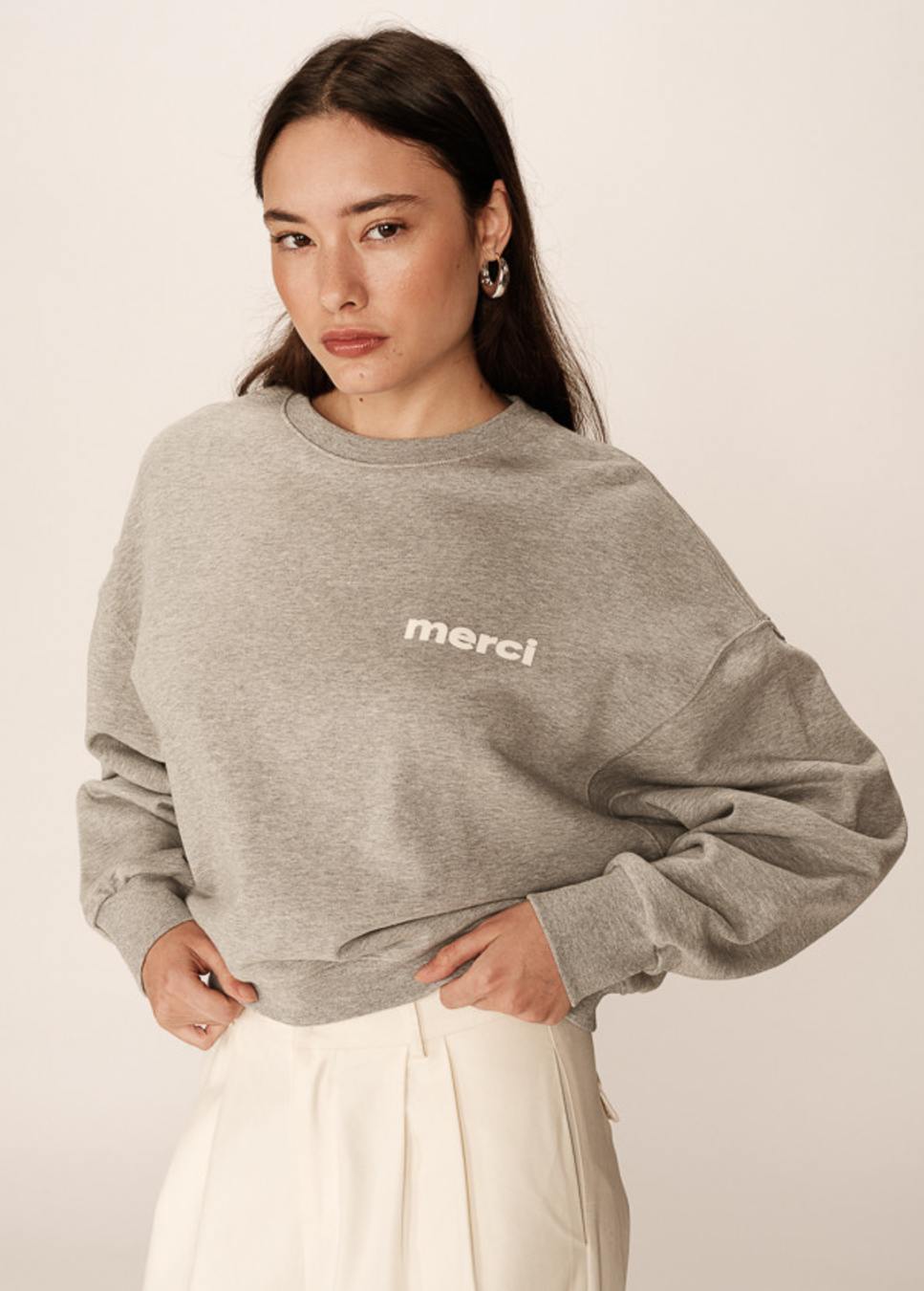 mooie zomerse grace en mila positive sweat shirt met opdruk , grijs