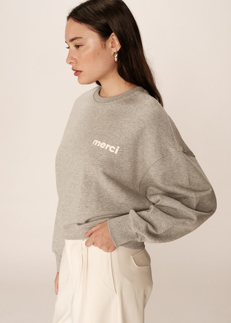 zijaanzicht grace en mila positive sweat shirt met logo, grijs 