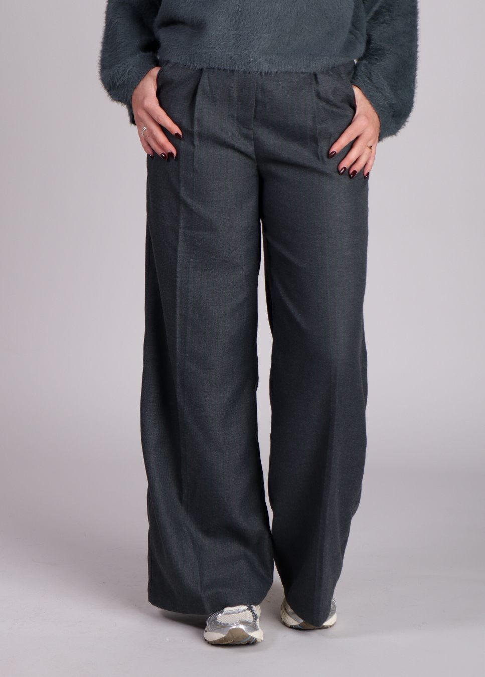 Close up pantalon dames FRNCH philo krijtstreep grijs