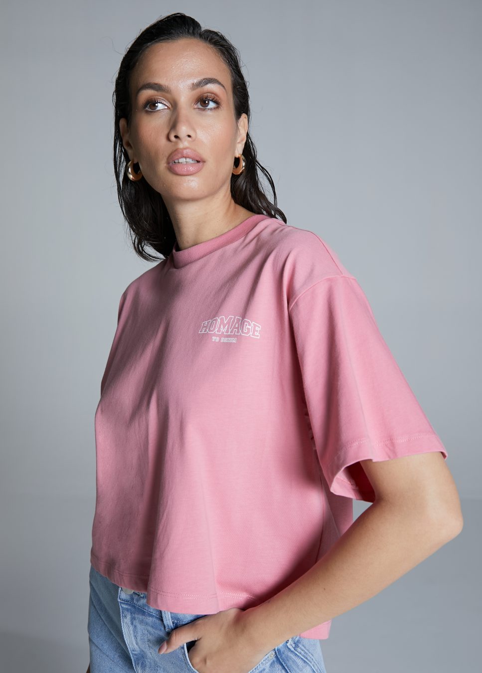 Homage Oversized Tee met logo Roze