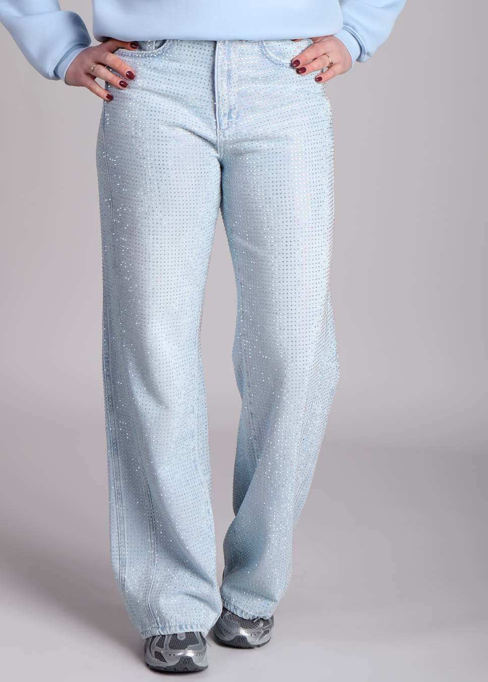 Homage straight jeans with curved seams and strass