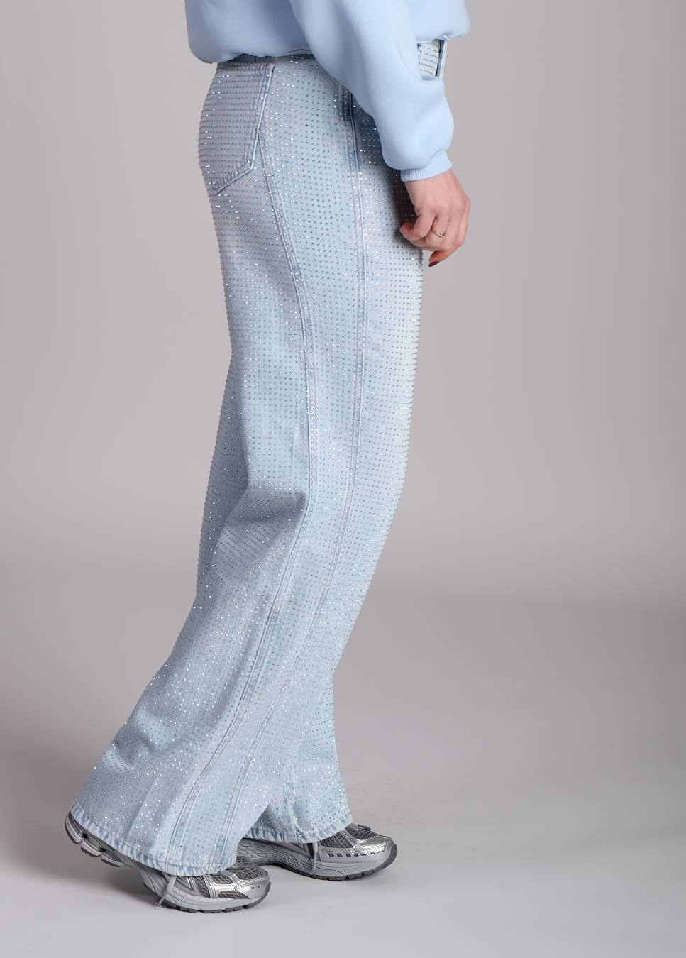 Homage straight jeans with curved seams and strass