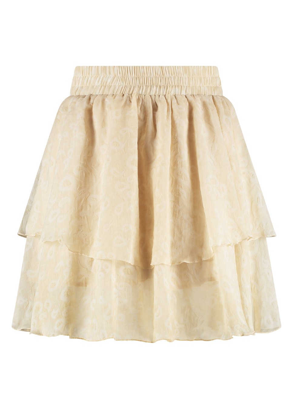 Studio Amaya Siem korte rok beige ruffles product foto voorkant