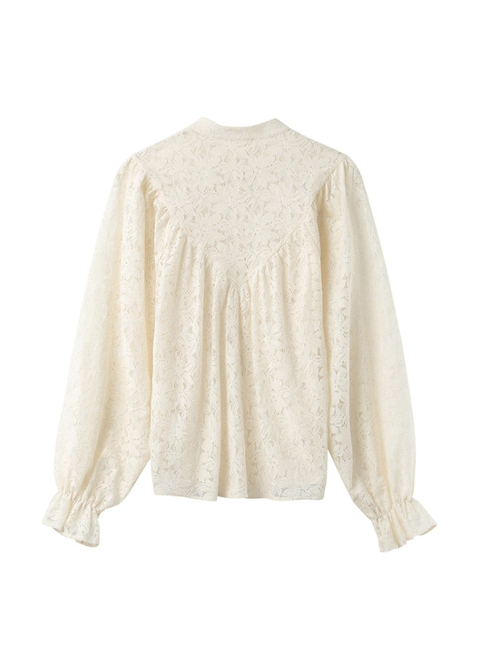 Witte kanten blouse met ruches Ornelle dames Grace & Mila achterkant