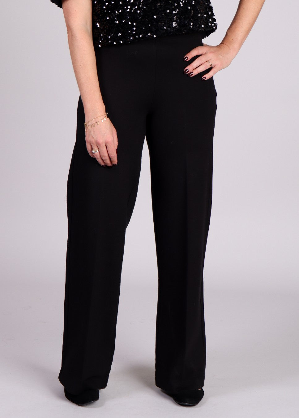 mbym pantalon seenta dames zwart voorkant met detail