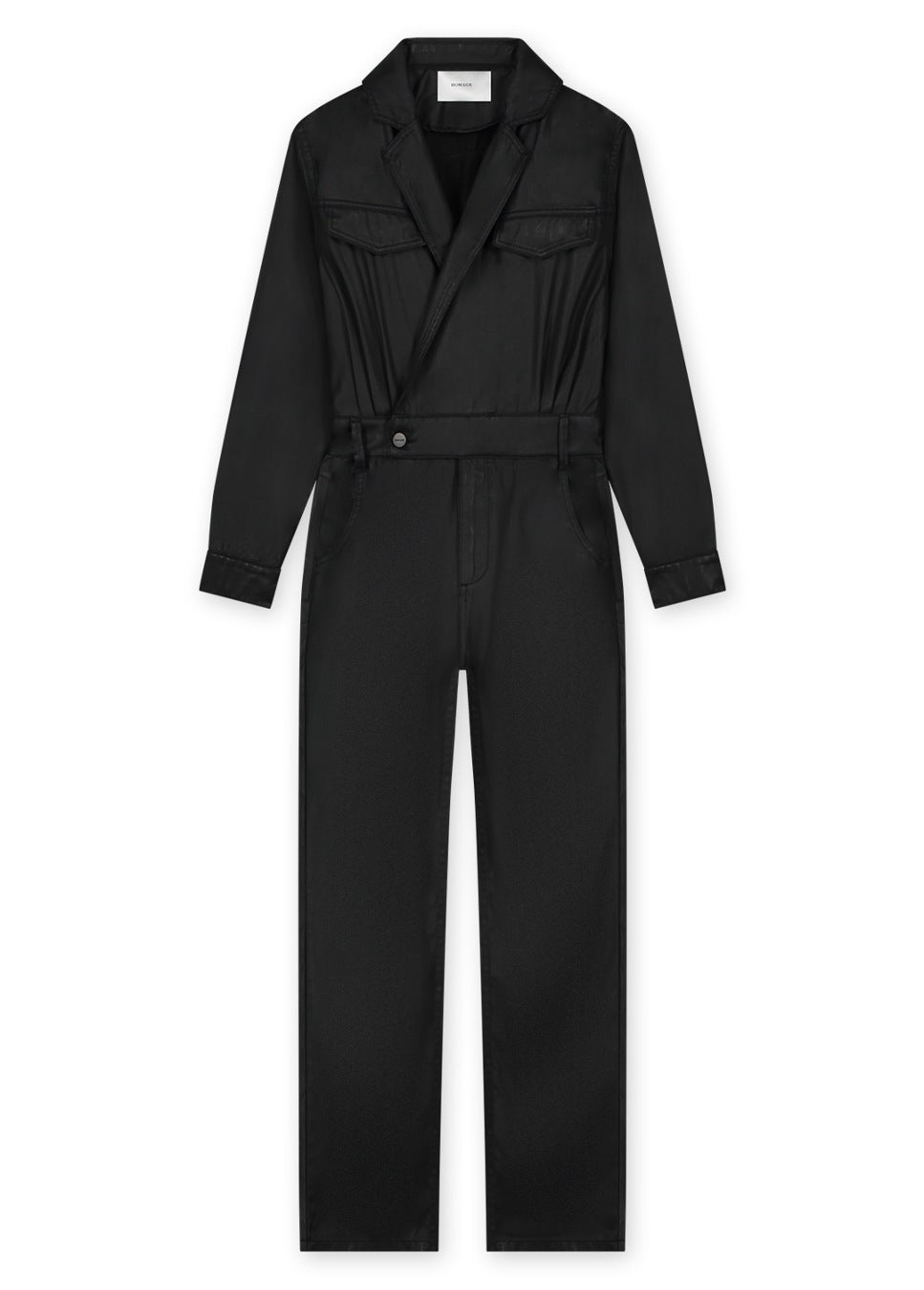 Zwarte flowy coated cross over jumpsuit van het merk Homage. De flowy coated cross over jumpsuit is een eigentijdse variant op de klassieke jumpsuit. De zwarte flowy jumpsuit heeft een v-hals, elastische taille en is gecoat. Shop de nieuwe collectie zwarte jumpsuits, coated jumpsuits, Homage jumpsuits bij Boetiek Aniek