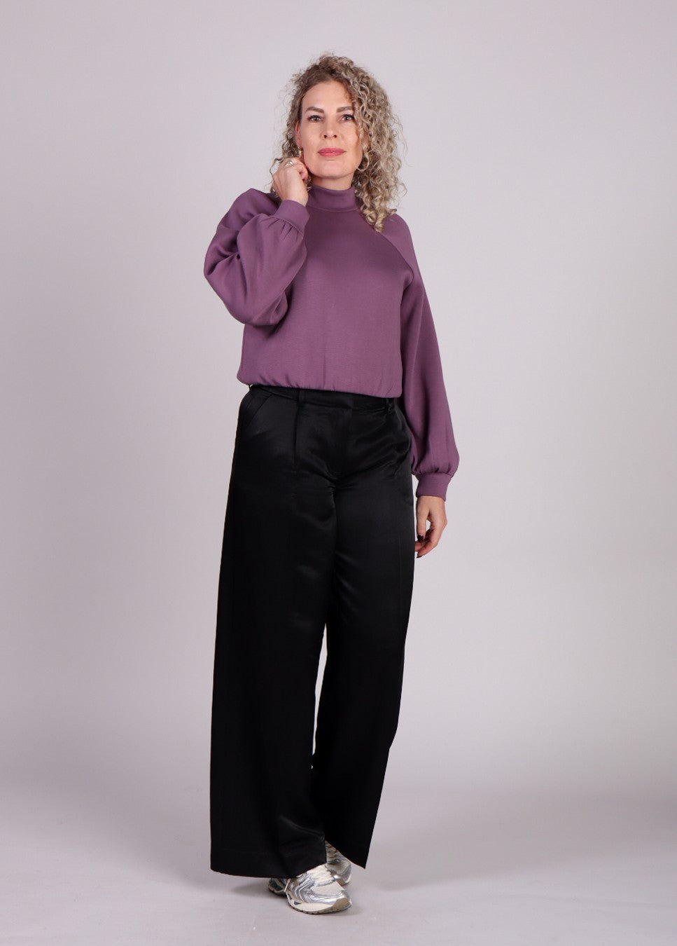 Zwarte satijnlook glanzende pantalon Ulla - MSCH Copenhagen