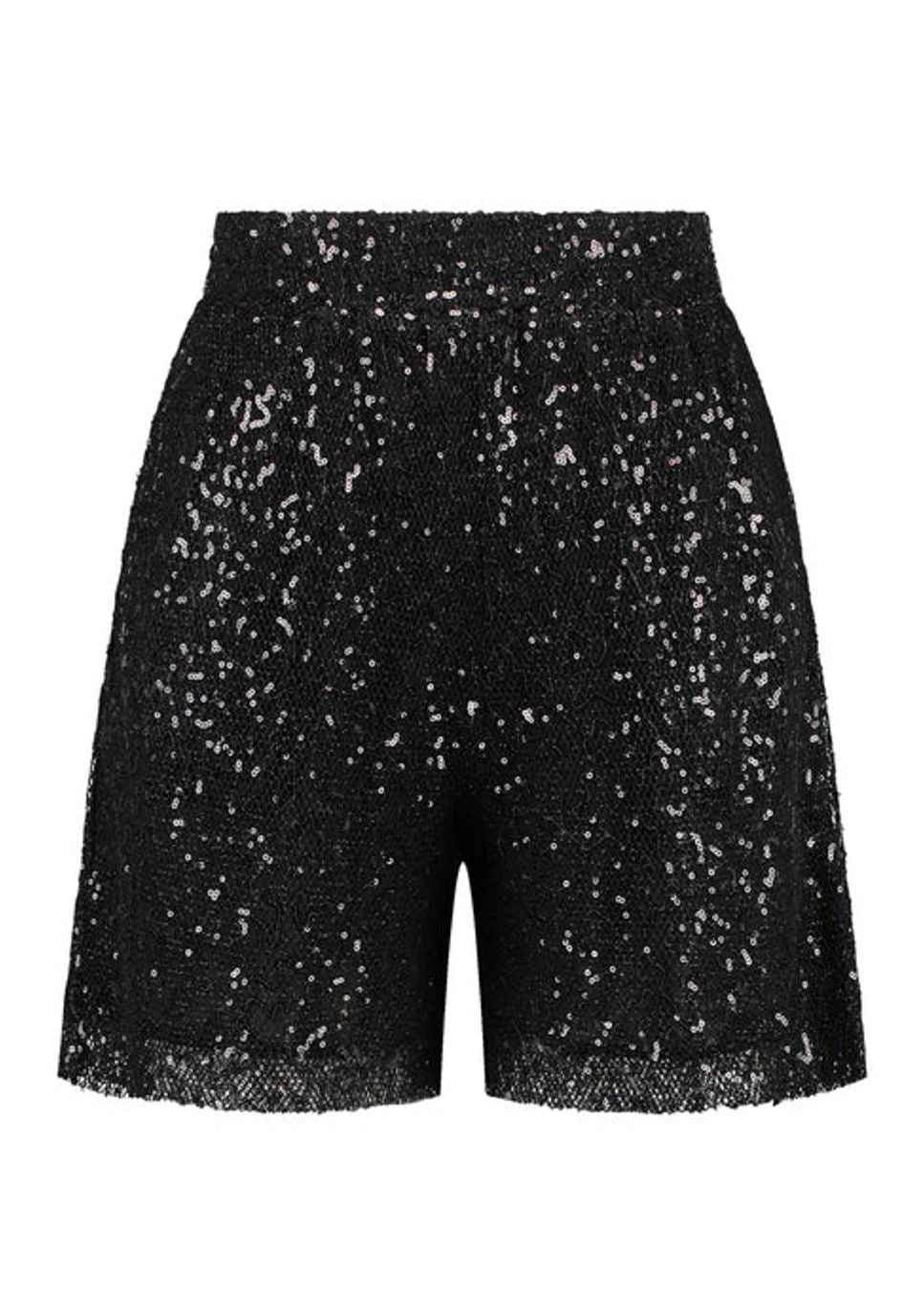 Zwart glitter short met pailletten Studio Amaya voorkant