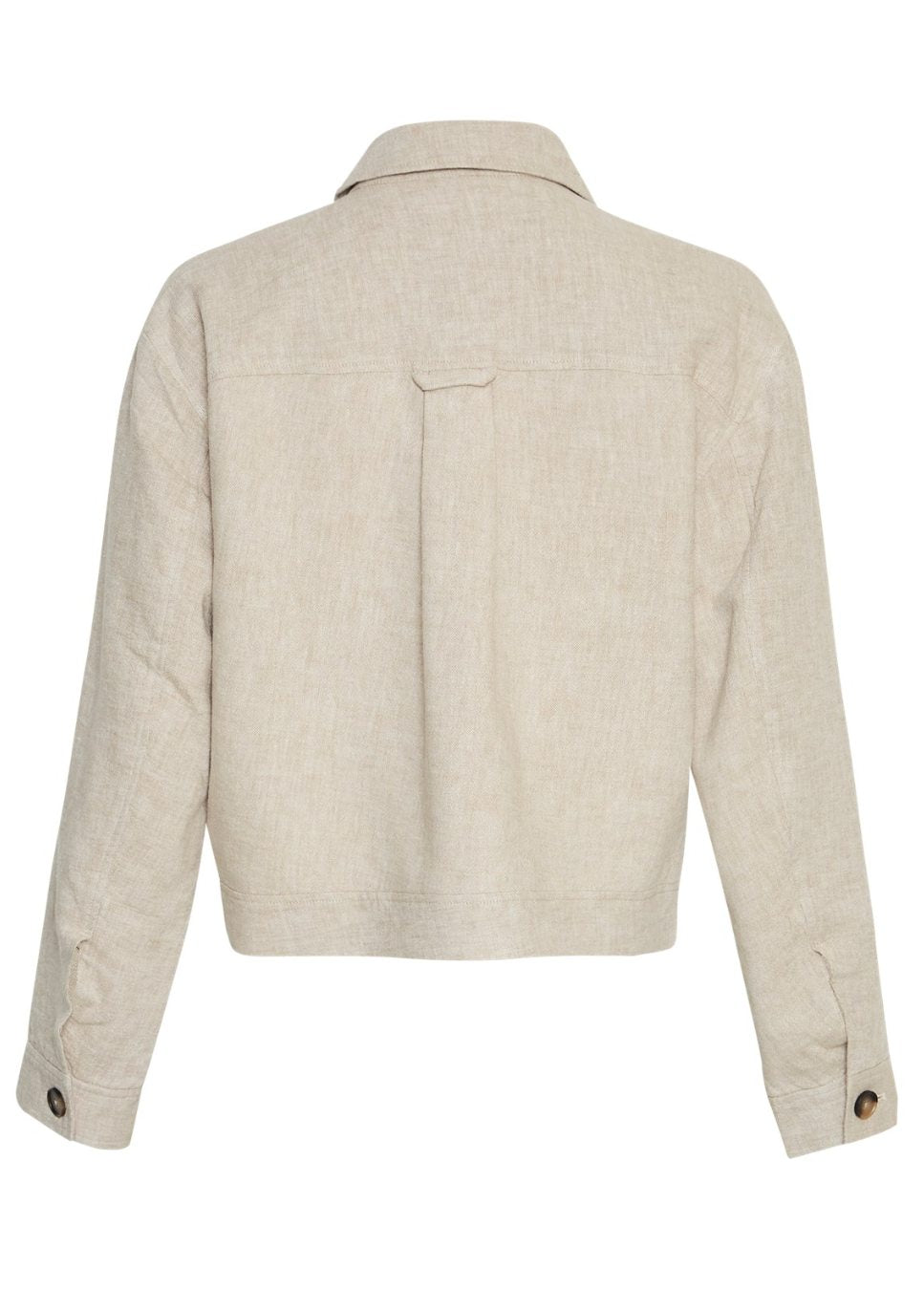 mschjovene ginia linnen jacket, jas beige van kleur product foto achterkant