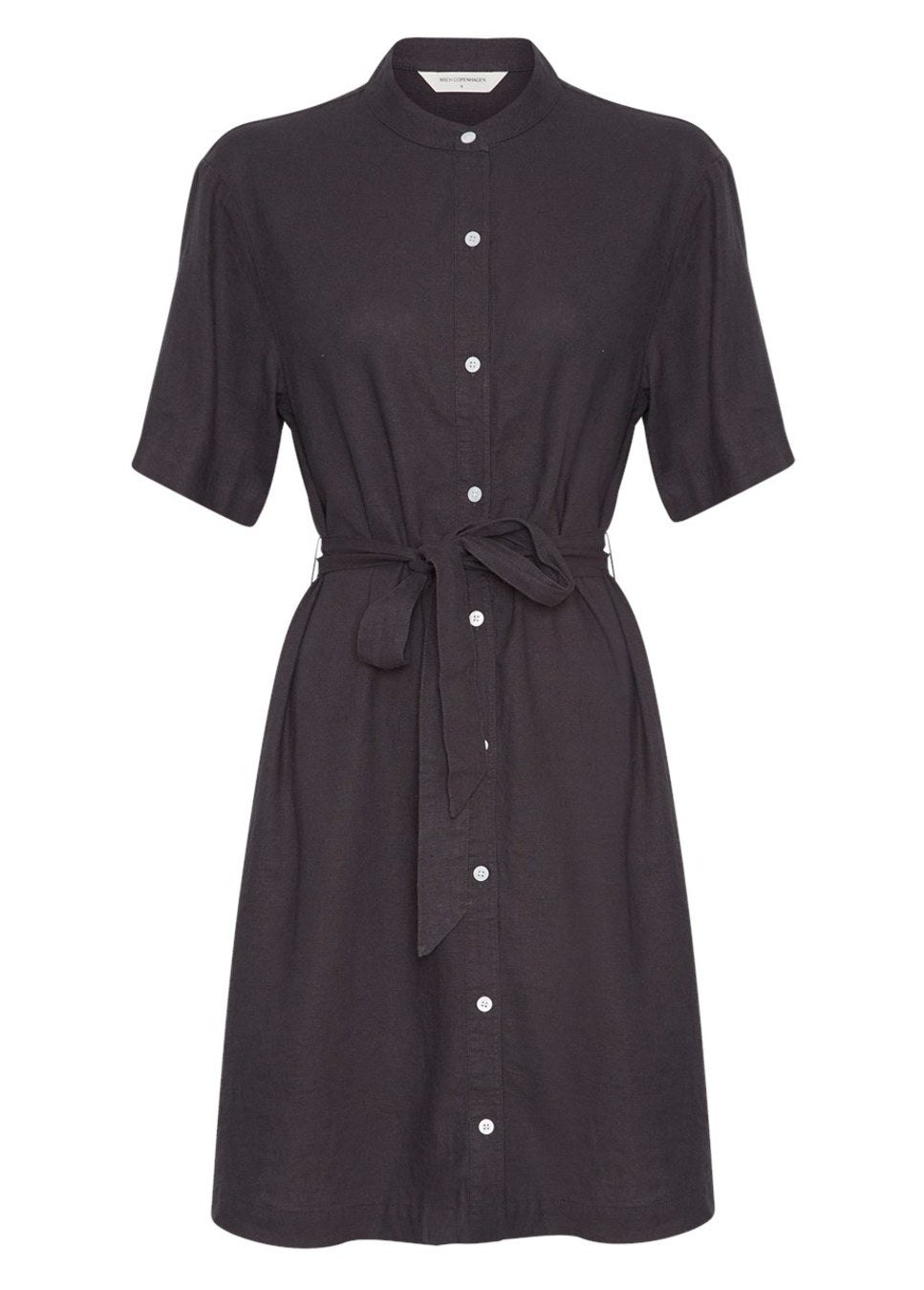 mschpennie ginia shirt dress linnen blauw van kleur product foto voorkant