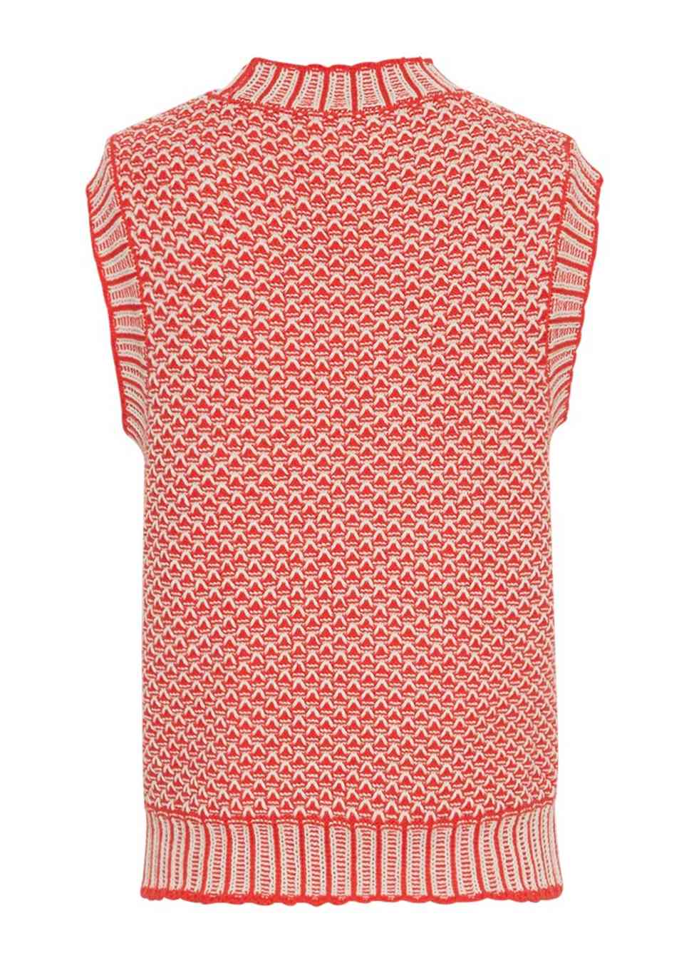 msch copenhagen pilla vest specer rood van kleur met patroon product foto achterkant